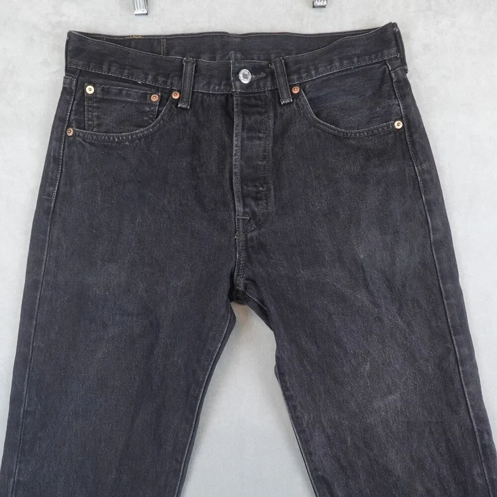 Levi’s 501 Jeans Original Fit Mens 32x34 Black Straight Button Fly Denim